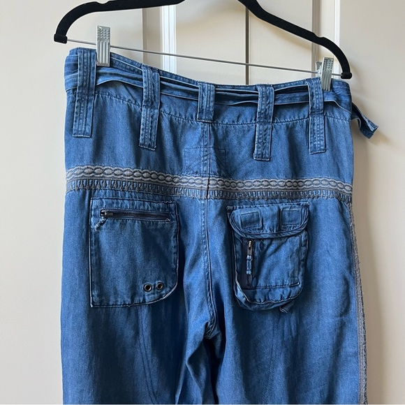 NWT Johnny Was Biya Aventura Embroidered Cargo Denim Pants size 6 - Picture 8 of 16